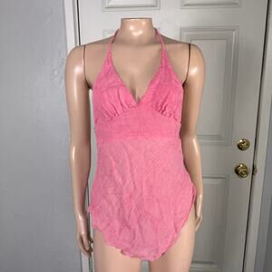 Vintage Y2k Frenz top Shirt S Tank Top Blouse Asymmetrical Fairy Hem Halter Z3-1